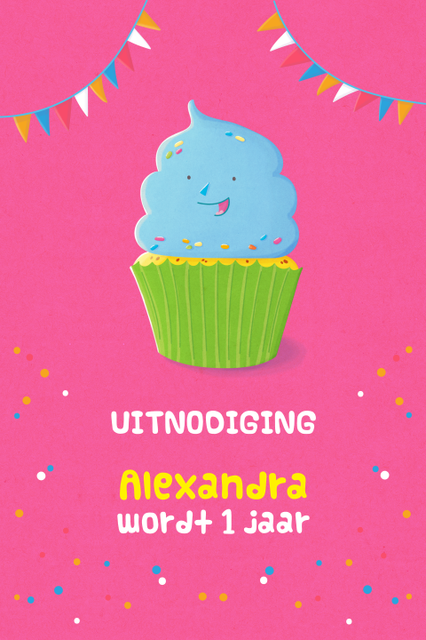 uitnodiging verjaardag feestje cupcake roze meisje