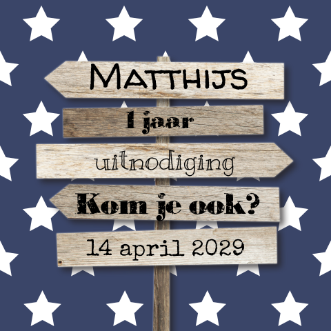 Stoere uitnodiging jongen 1e verjaardag sterren