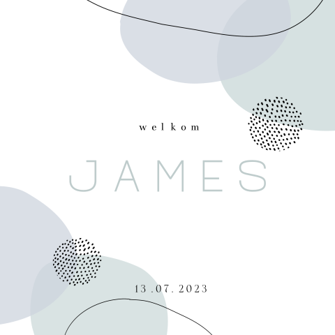 Geboortekaartje bollen en lijntjes jongen