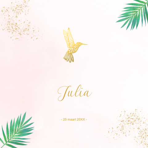Geboortekaartje meisje met tropisch vogeltje