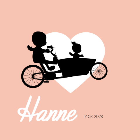 Geboortekaartje silhouet broer zusje bakfiets