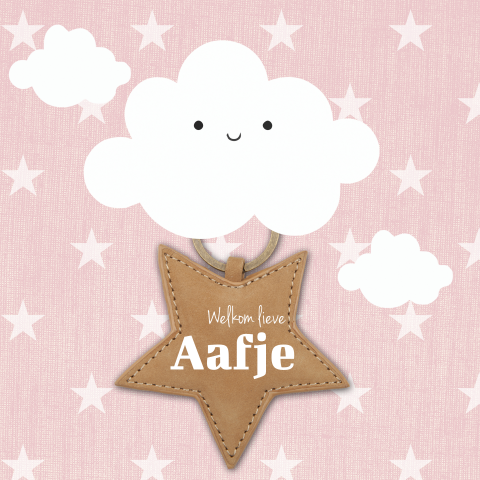 Geboortekaartje meisje ster en wolkje