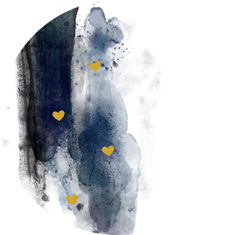 Sluitzegel watercolor blauw met gouden hartjes