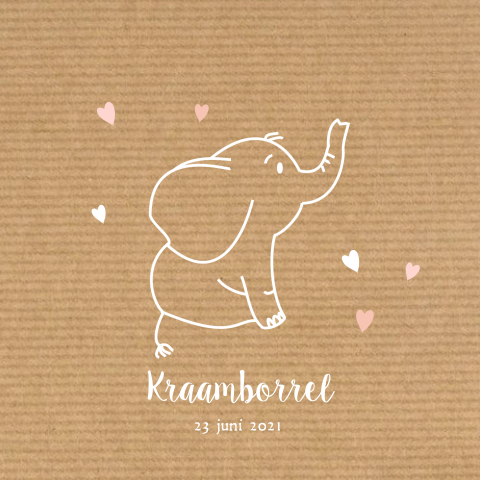 Uitnodiging kraamborrel met olifant