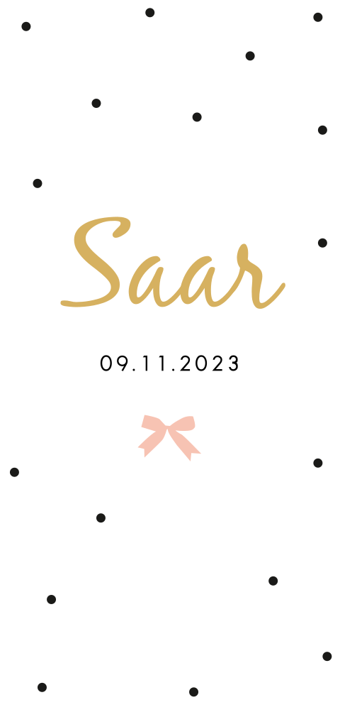 Trendy geboortekaartje met confetti en roze strikje