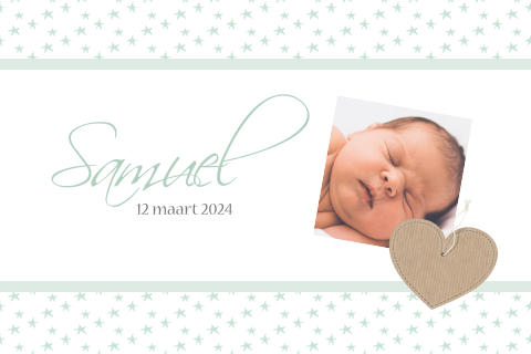 Klassiek geboortekaartje met foto en sterretjes