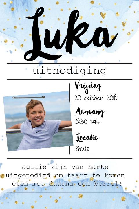 Hippe feestelijke blauwe uitnodiging jongen verjaardag
