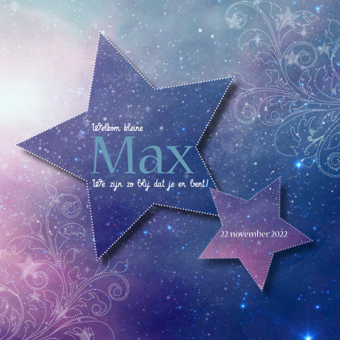 Sprookjesachtig geboortekaartje - Sterrenhemel