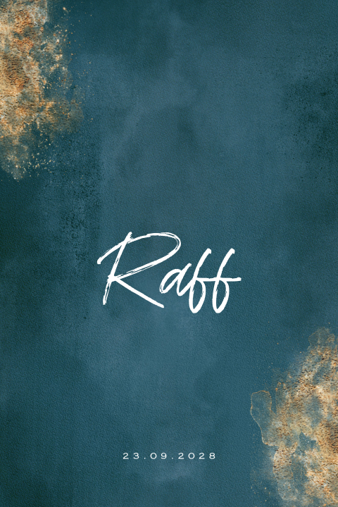 Hip geboortekaartje jongetje met goud look verf