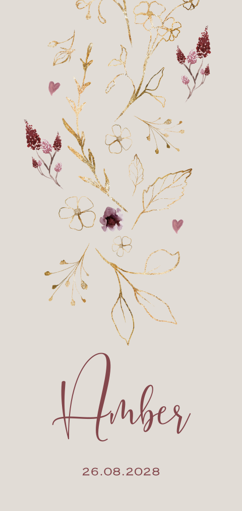 Geboortekaartje dochter aardetinten en bloemen