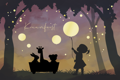 Uitnodiging kraamfeest winterliefde silhouet meisje met ballon