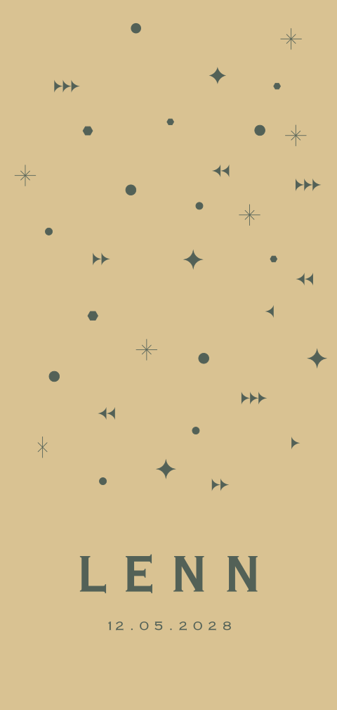 Hip grafisch geboortekaartje jongen warm geel