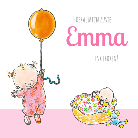 Geboortekaartje zusje met baby