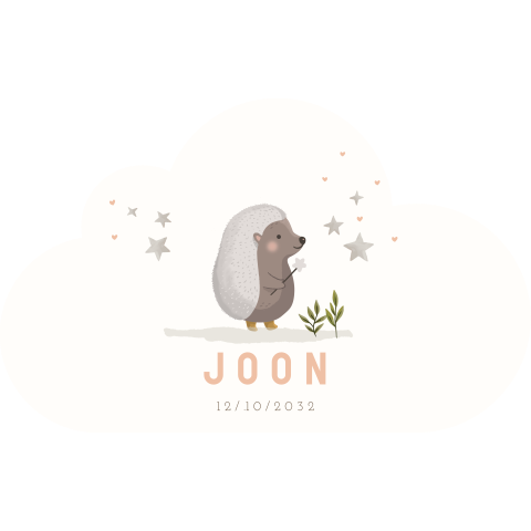 Tuinbord in de vorm van een wolkje met egel