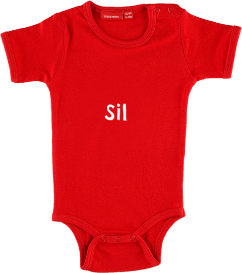 Rompertje in rood met naam en geboortedatum