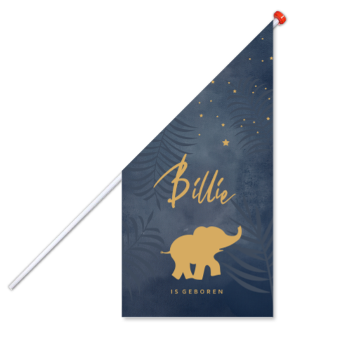 Geboortevlag jongen silhouet baby olifant jungle