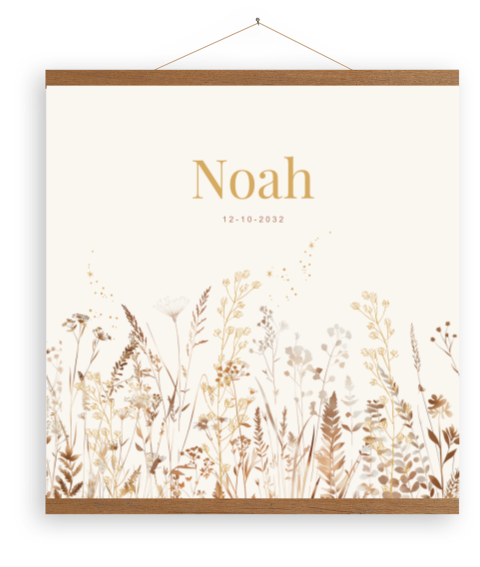 Beige canvasposter met bloemen