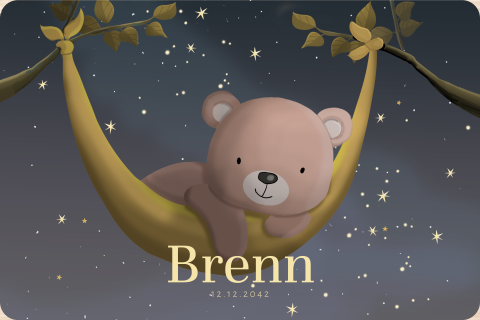 Memorybox winterliefde unisex beertje met sterren in hangmat