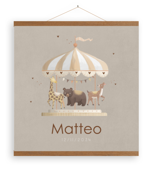 Bruin canvasposter met draaimolen