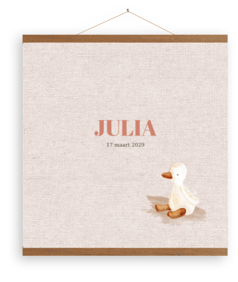 Canvasposter met houten latjes vintage eendje