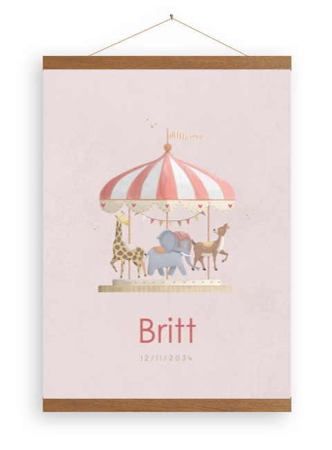 Roze canvasposter met draaimolen