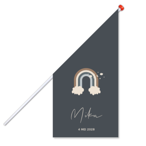 Geboortevlag blauw regenboog aardetinten