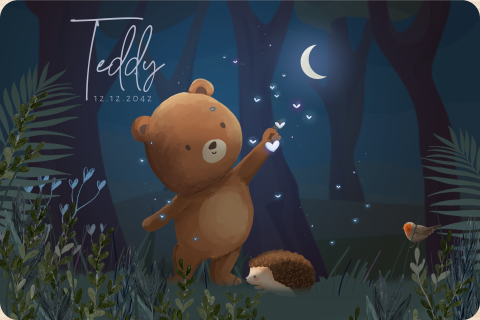 Memorybox winterliefde met een beertje in het bos