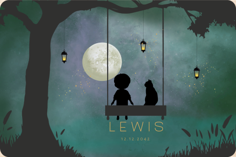 Memorybox winterliefde voor een jongetje met schommel en maan