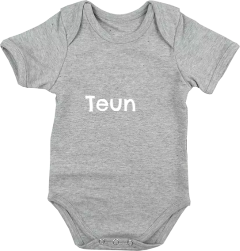 Rompertje in licht grijs met naam en geboortedatum