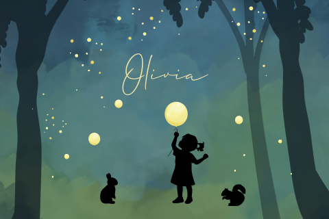 Memorybox winterliefde met silhouet van meisje in het bos