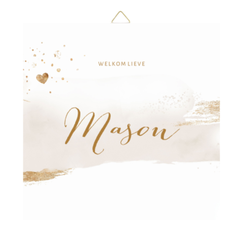 Tegeltje met beige watercolor en goud kleur