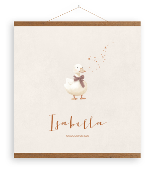 Beige canvasposter met eend