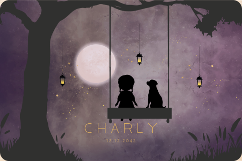 Memorybox winterliefde silhouet meisje op schommel met maan