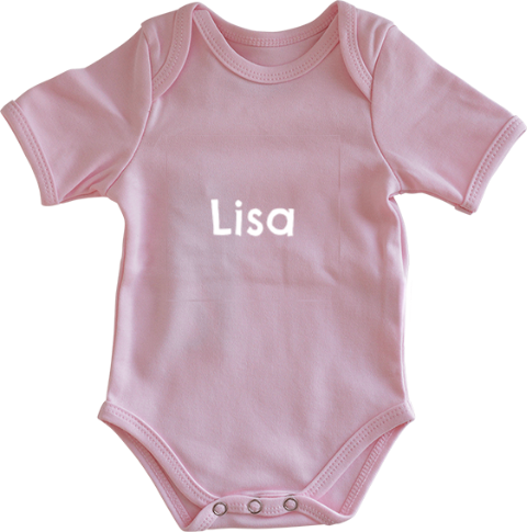 Rompertje in lichtroze met naam en geboortedatum