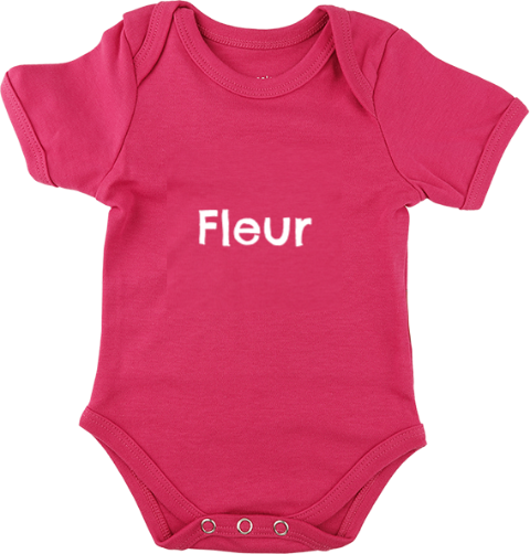 Rompertje in roze met naam en geboortedatum