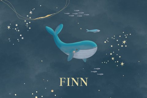 Memorybox winterliefde voor een jongetje met een walvis en sterren