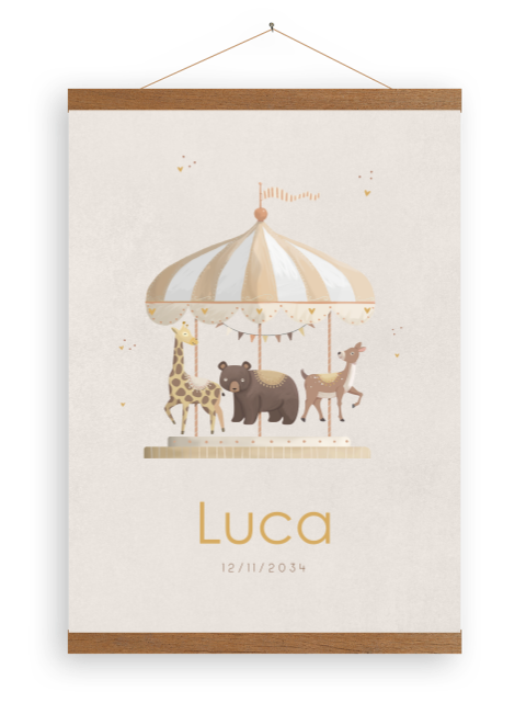 Beige canvasposter met draaimolen