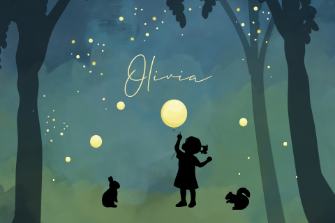 Memorybox winterliefde met silhouet van meisje in het bos