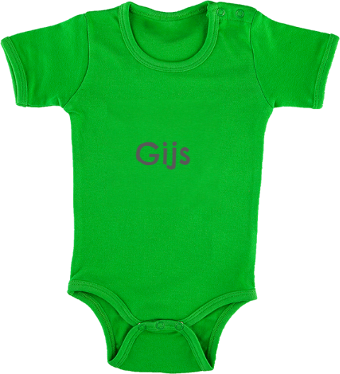 Rompertje in groen met naam en geboortedatum