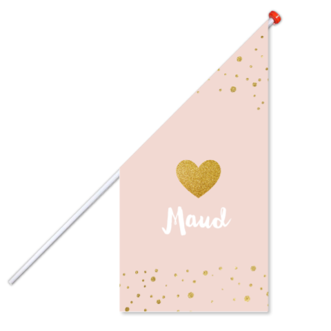 Geboortevlag meisje roze met goudlook spetters