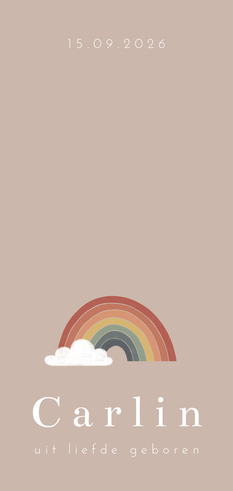 Hip geboortekaartje meisje regenboogje