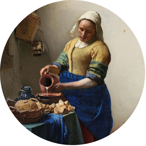 Behangcirkel met Het Melkmeisje van Vermeer