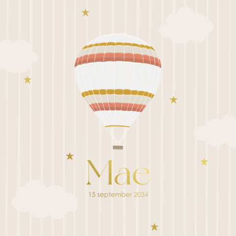 Geboortekaartje met luchtballon voor een meisje