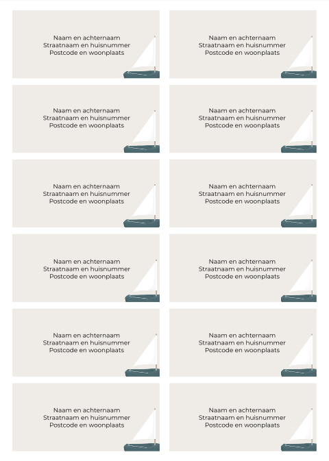 Bootjes adresstickers met rechte hoeken