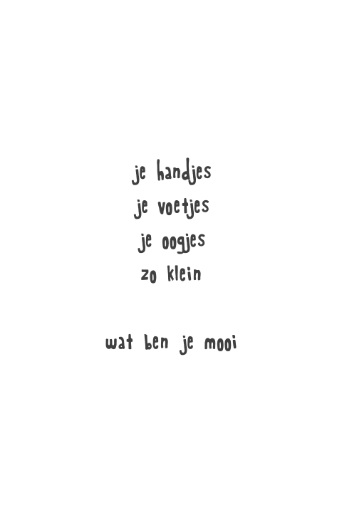 Wenskaart baby geboren zwart wit tekst