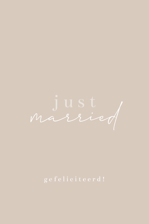 Wenskaart felicitatie getrouwd 'just married'