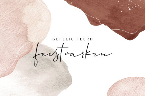 Watercolour verjaardagskaart Feestvarken