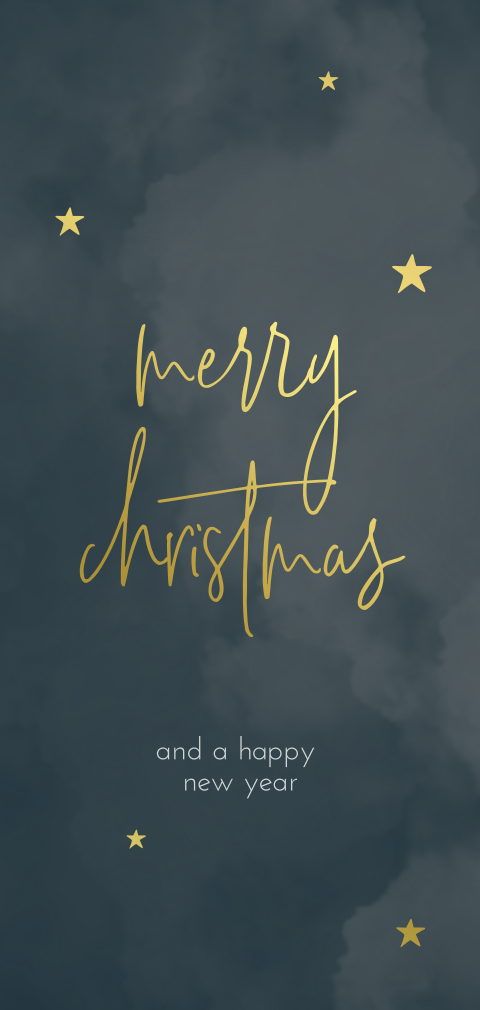 Kerstkaart met blauw watercolour