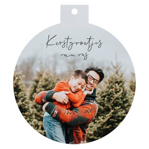 Kerstkaart kerstbal met eigen foto