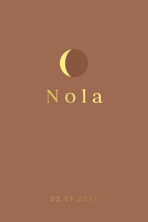 Geboortekaartje maan en goudfolie unisex 